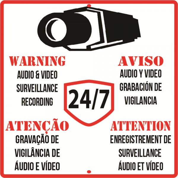 Surveillance CCTV Warning Sign 10.5" x 10.5" 