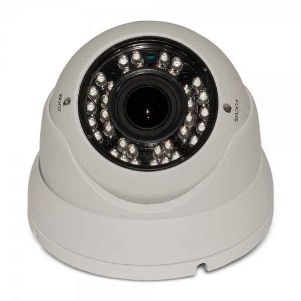 HD 4-in-1 (CVI, TVI, AHD, Analog) 1080P 2.8-12mm Vari-focal Lens 36IR Weatherproof Turret Dome Camera - White